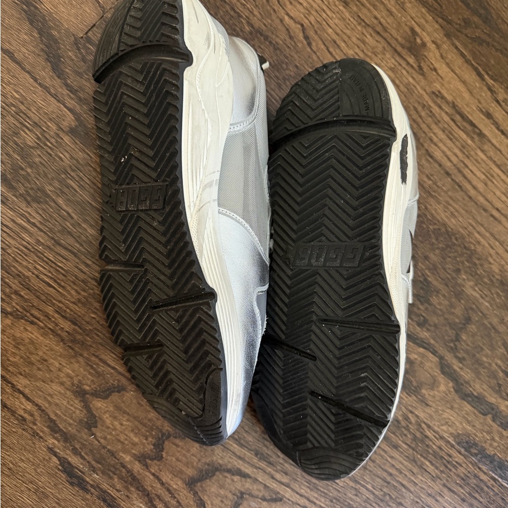 Golden Goose White Silver Gray Running Sneakers - Picture 3 of 7